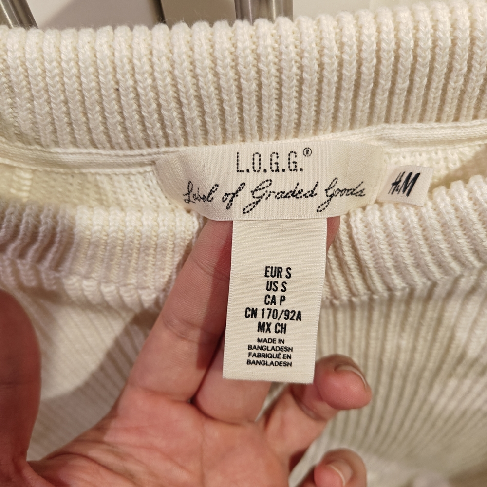 Cream Ribbed Knit Sweater - Picture 3 of 4